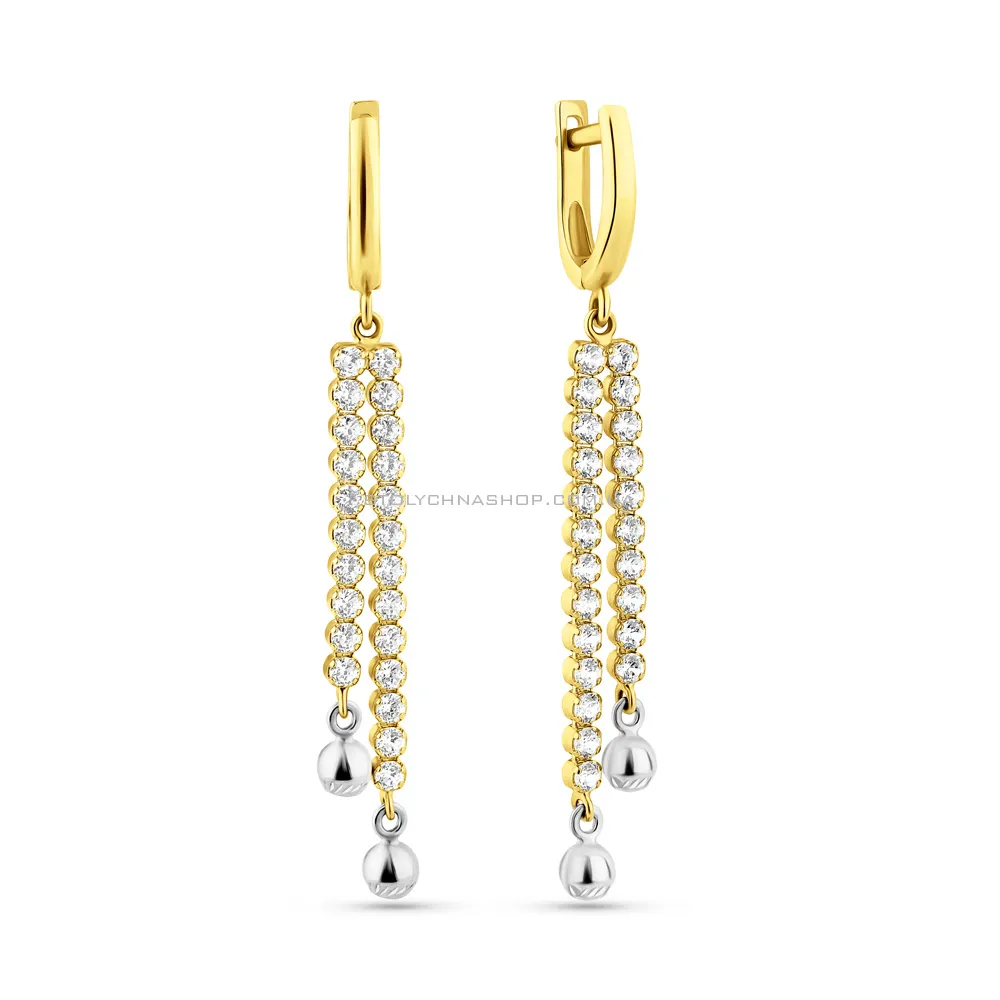 Золоті сережки-підвіски з фіанітами (арт. 103259ж) - цена
