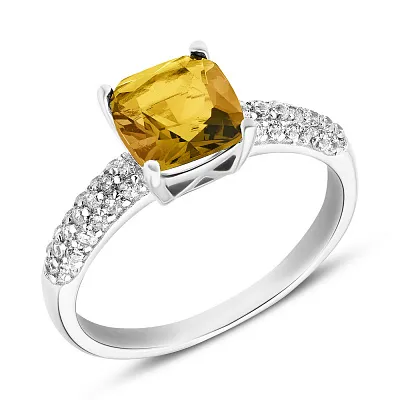 Серебряное кольцо с желтым фианитом (арт. 7501/4383цж)