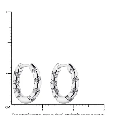 Сережки-кільця зі срібла з фіанітами (арт. 7502/4875/15)