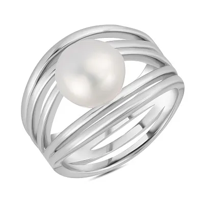 Серебряное кольцо с жемчугом  (арт. 7501/4975жб)