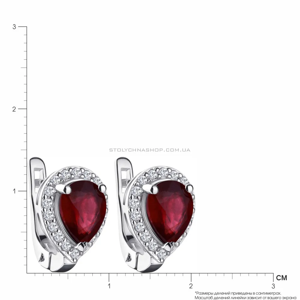 Срібні сережки з рубіном і фіанітами (арт. 7002/4058Р)