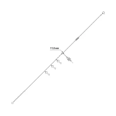 Браслет из серебра на ногу с подвесками и с фианитами (арт. 7509/4466н)