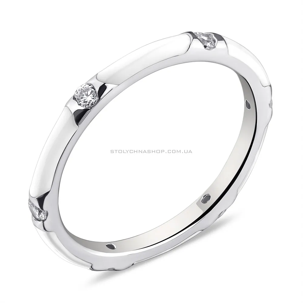 Кольцо из серебра с фианитами и эмалью (арт. 7501/6754еб) - цена