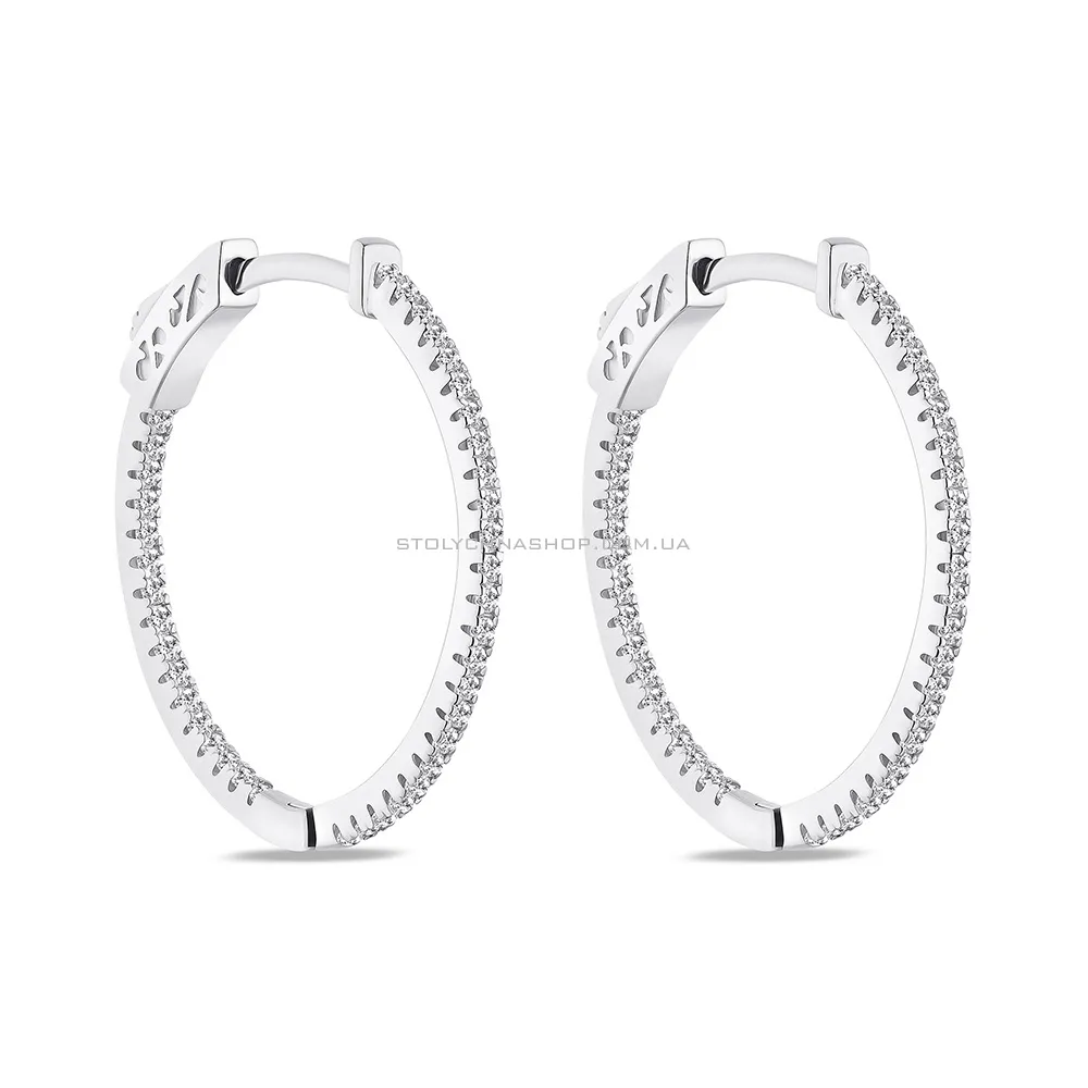 Срібні сережки-кільця з доріжками з фіанітів  (арт. 7502/2809/25) - цена