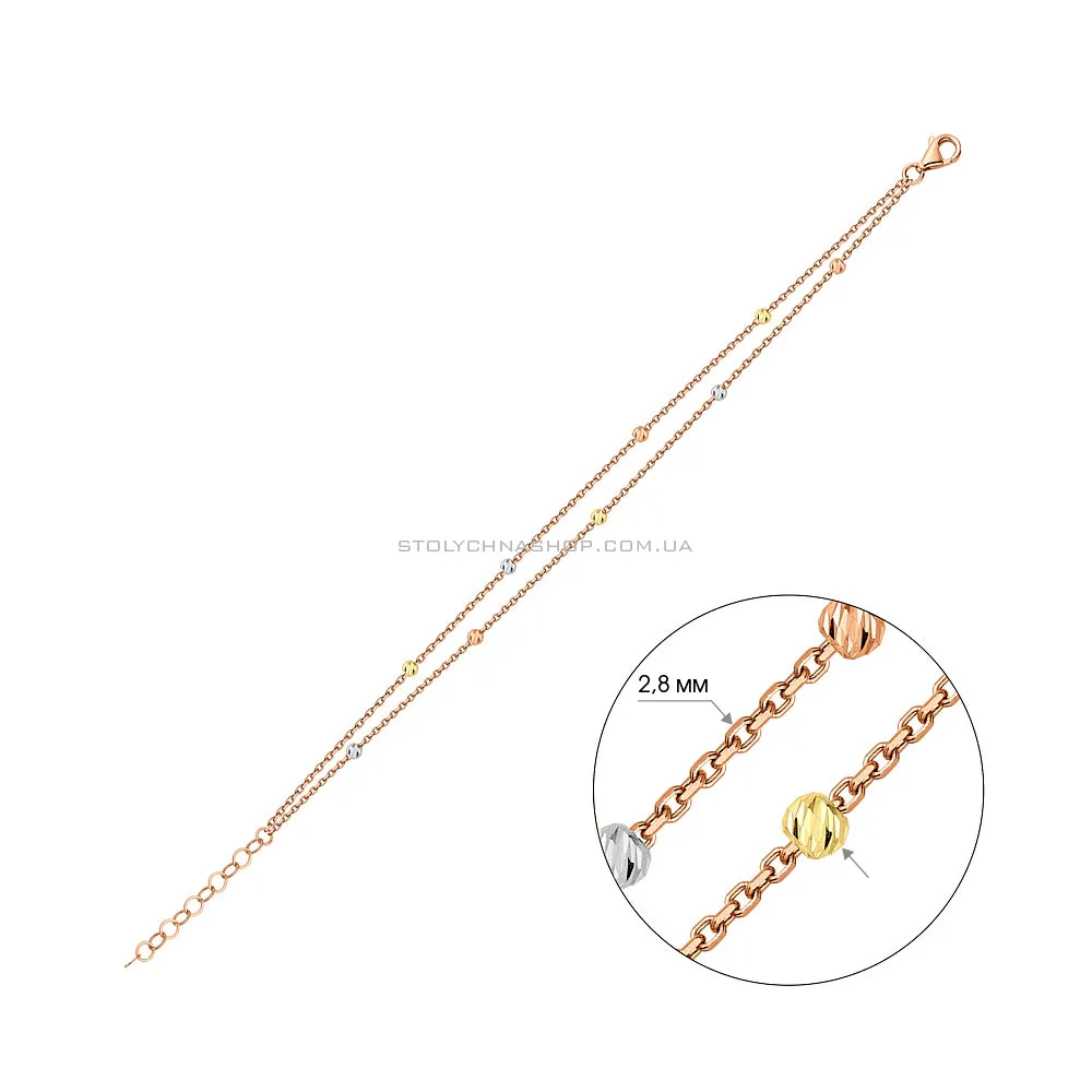 Подвійний золотий браслет з алмазною насічкою (арт. 326222кбж) - 4 - цена
