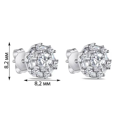 Срібні сережки-пусети з фіанітами  (арт. 7518/6181)