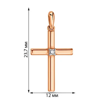 Золотая подвеска-крестик с бриллиантом (арт. 3103637201)