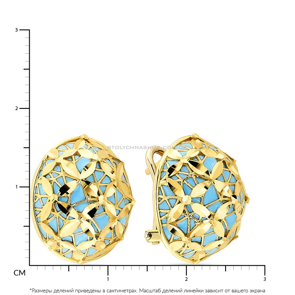 Сережки Francelli из желтого золота с эмалью (арт. 108188жег)