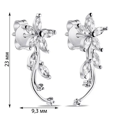 Сережки-пусети зі срібла Квіти з фіанітами (арт. 7518/0976.10)