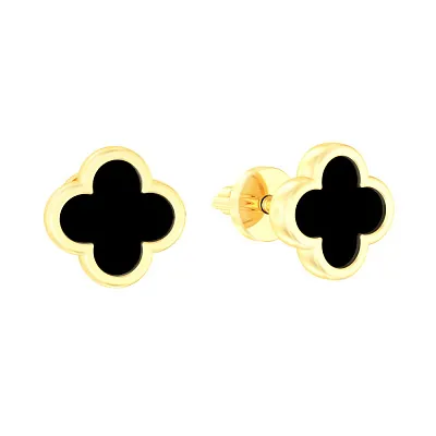 Золотые серьги пусеты с эмалью (арт. 111087/1жч)