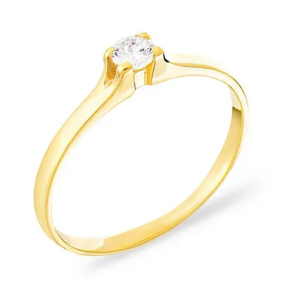 Помолвочное кольцо из желтого золота с фианитом (арт. 140577ж)