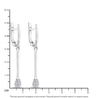 Серебряные сережки-подвески &quot;Спички&quot; (арт. 7502/366сп)