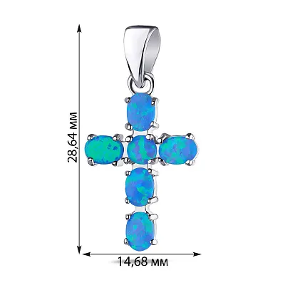 Серебряная подвеска-крестик с опалом (арт. 7503/2897Пос)