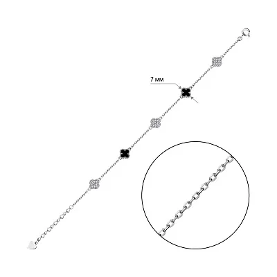 Тонкий срібний браслет Клевер (арт. 7509/4266/7о)