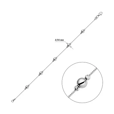 Браслет из белого золота с бусинками  (арт. 324588б)