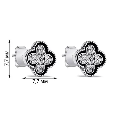 Сережки зі срібла з емаллю і фіанітами (арт. 7518/6710/7еч)