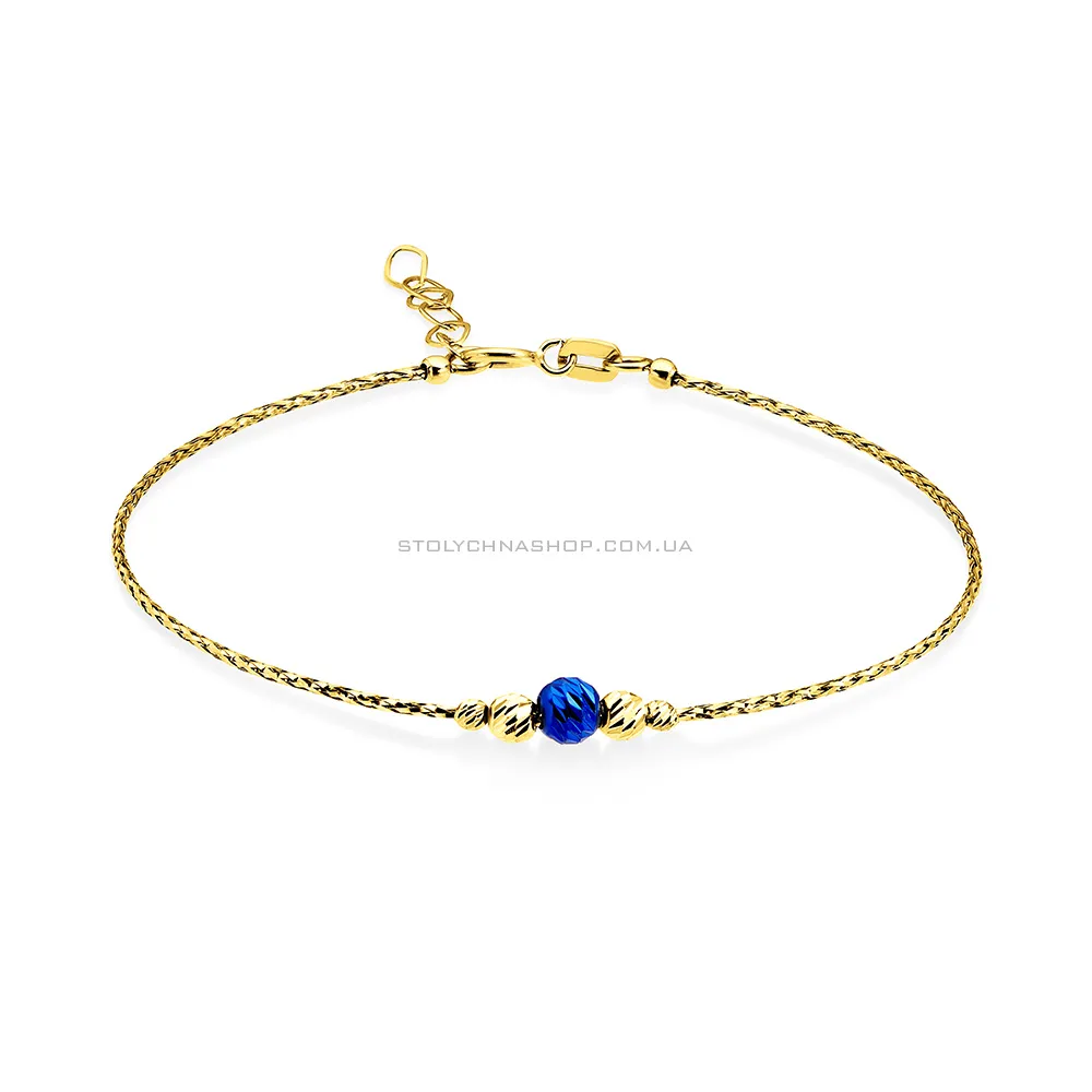 Золотий браслет Orbit з синьою намистиною (арт. 324942жс)
