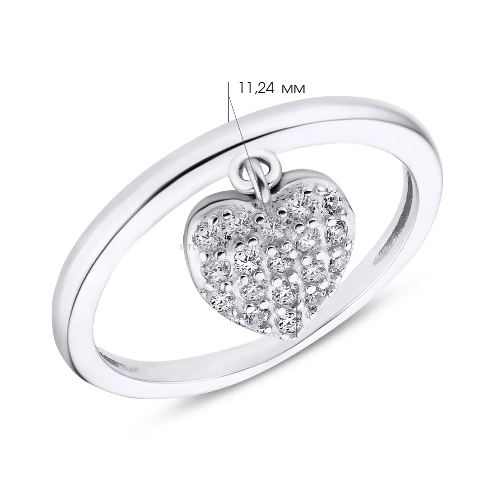 Серебряное кольцо «Сердце» с фианитами  (арт. 7501/3850) - 2 - цена