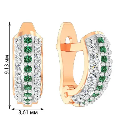 Золоті сережки для дітей з зеленими фіанітами  (арт. 110317з)