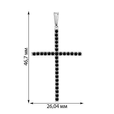 Хрестик з білого золота з чорними фіанітами (арт. 440340бч)