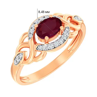Золотое кольцо с рубином и бриллиантами (арт. К011049р)