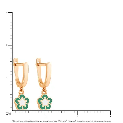 Детские золотые серьги-подвески с эмалью (арт. 105533ез)
