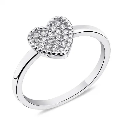 Серебряное кольцо Сердце с фианитами (арт. 7501/6483)