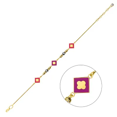 Браслет з жовтого золота з емаллю (арт. 324355жре)