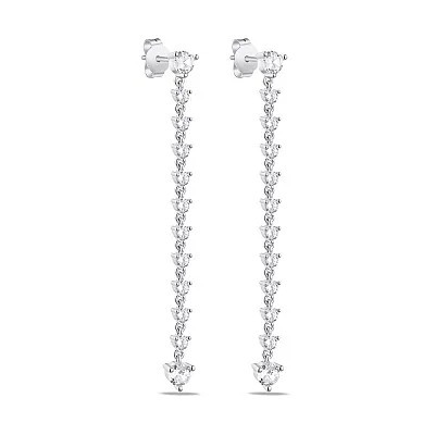 Довгі сережки срібні з фіанітами  (арт. 7518/6345)