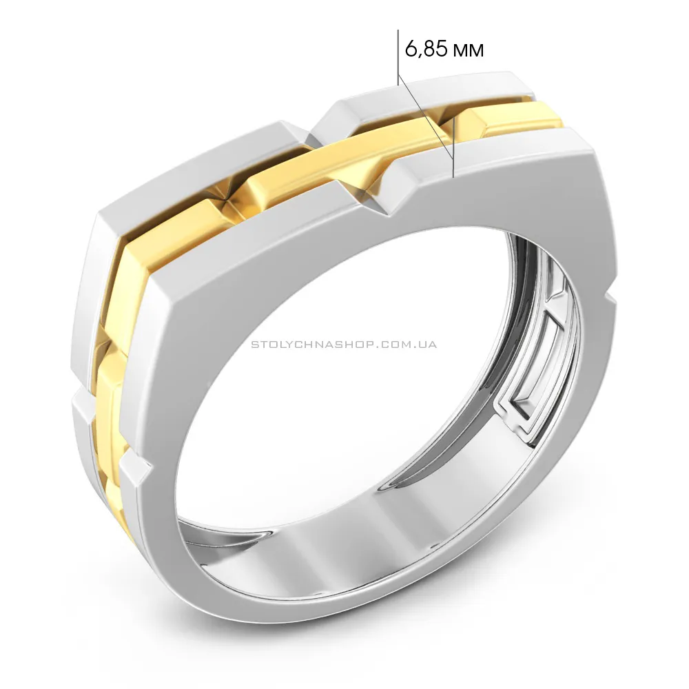 Перстень з білого і жовтого золота  (арт. 170092бж) - 2 - цена