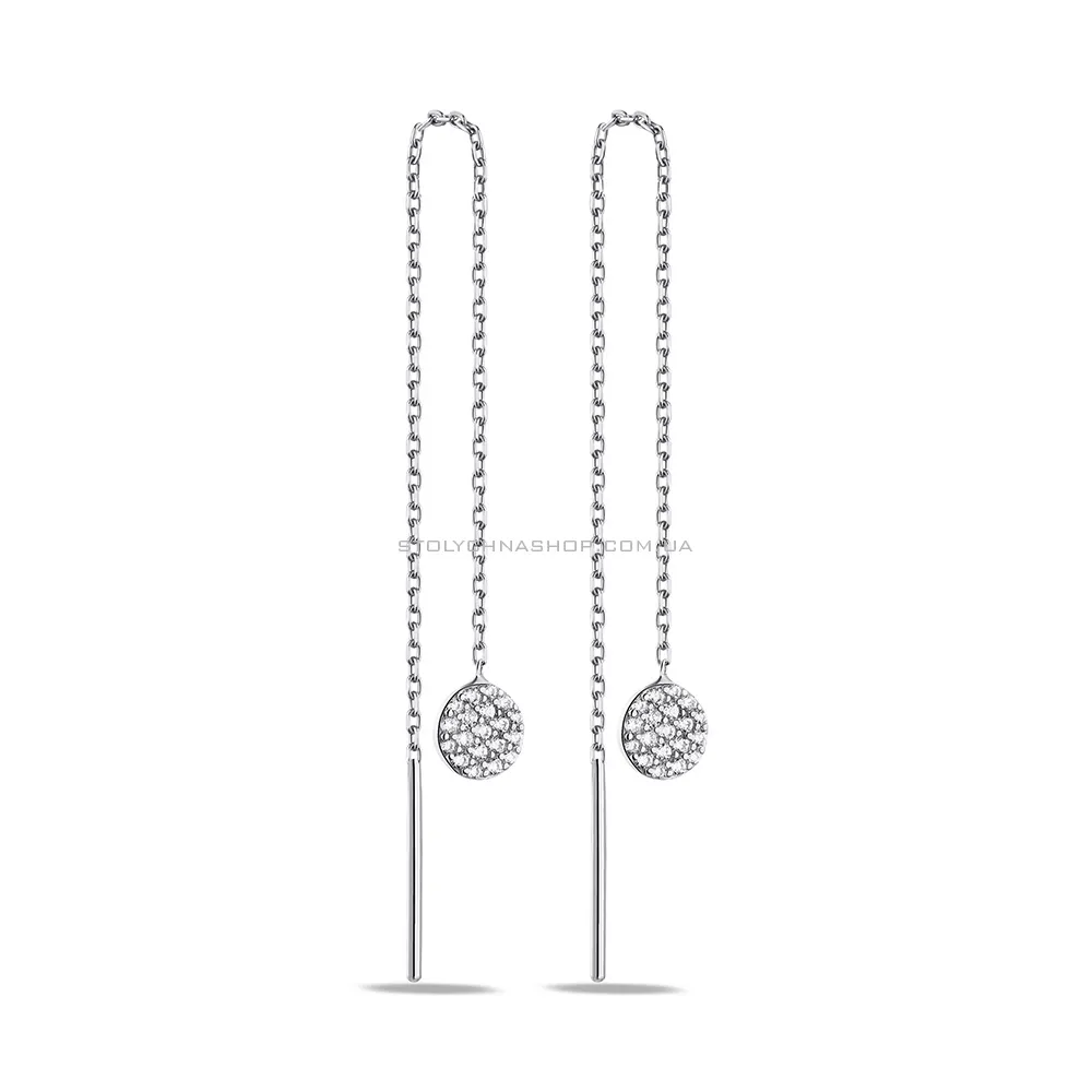 Срібні сережки-протяжки з фіанітами (арт. 7502/4981)