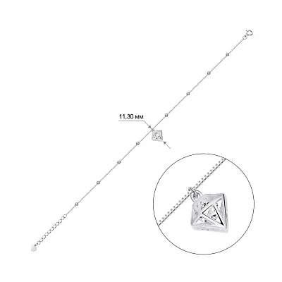 Срібний браслет на ногу з підвіскою Trendy Style (арт. 7509/3522)