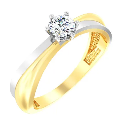 Золотое помолвочное кольцо с фианитом (арт. 143200ж)