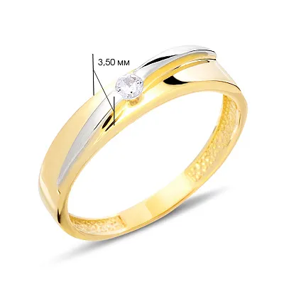 Золотое кольцо в комбинированном цвете металла с фианитом (арт. 140522ж)