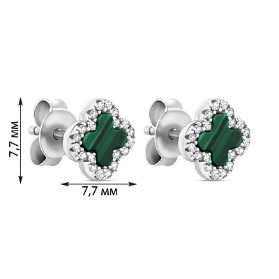 Срібні сережки-пусети з малахітом (арт. 7518/5108/7млх)