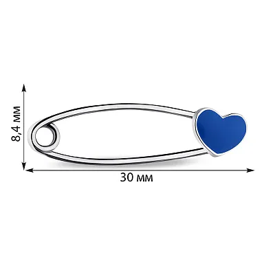 Серебряная детская булавка Сердце с эмалью (арт. 7511/930еспю)