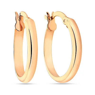 Золотые сережки-кольца в красном цвете металла (арт. 100209/25)