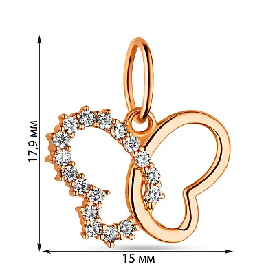 Подвес из золота &quot;Бабочка&quot; с фианитами (арт. 424337)