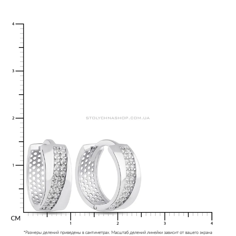 Серебряные серьги-кольца с фианитами (арт. 7502/1-0509.0.2) - 2 - цена