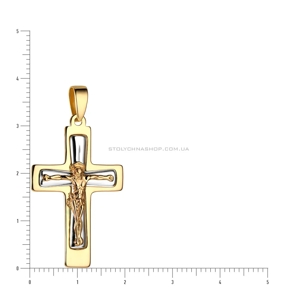 Золотий натільний хрестик з розп'яттям (арт. 501377жб)