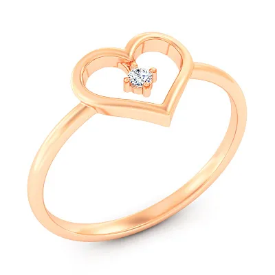Золотое кольцо Сердце с бриллиантом (арт. К011707005)