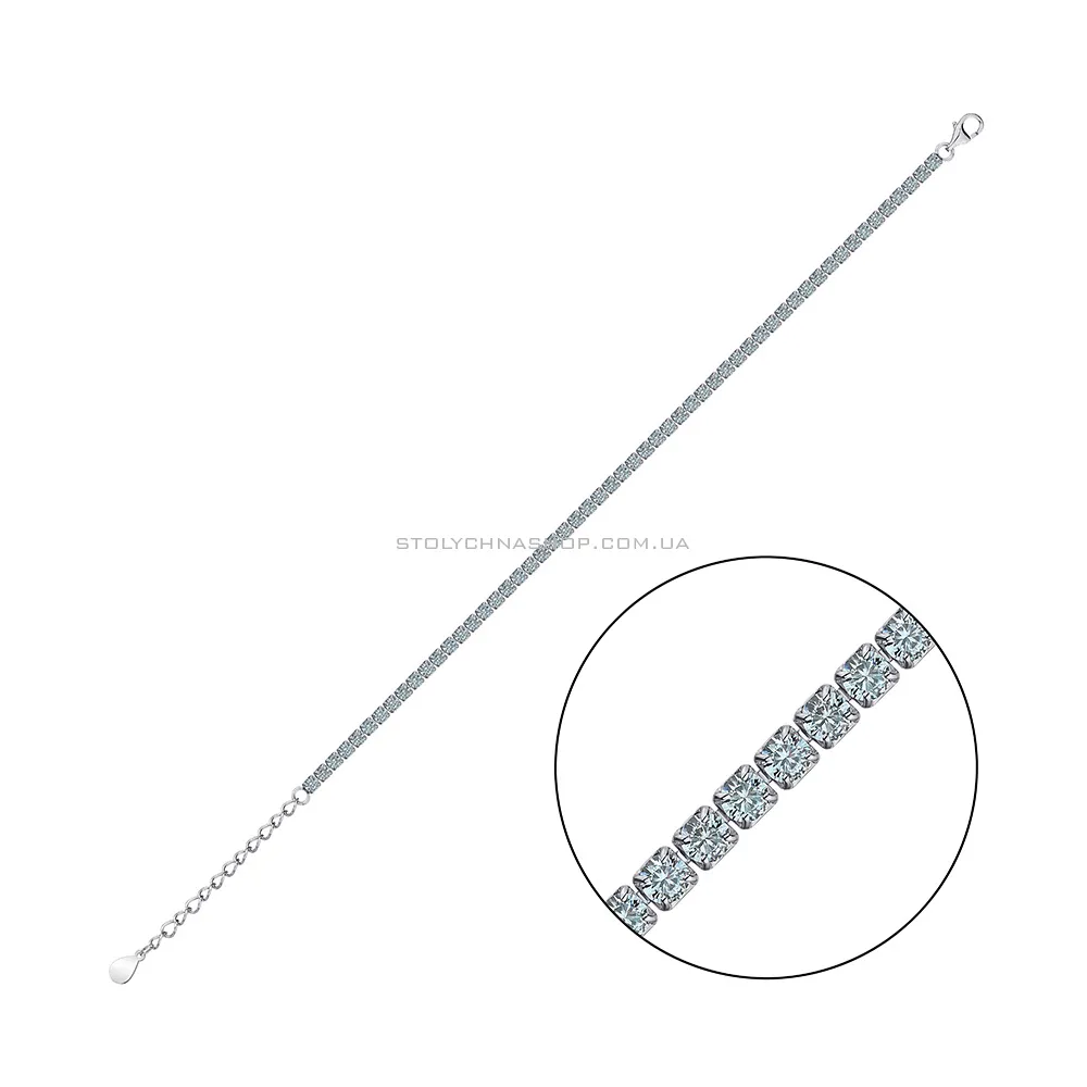Срібний тенісний браслет з блакитними альпінітами (арт. 7509/1218/2аг) - цена