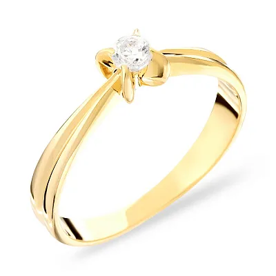 Золотое помолвочное кольцо с фианитом (арт. 140485ж)