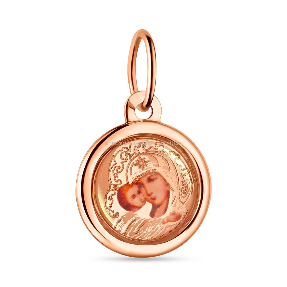 Круглая золотая ладанка «Божья Матерь с младенцем» (арт. 405100В)