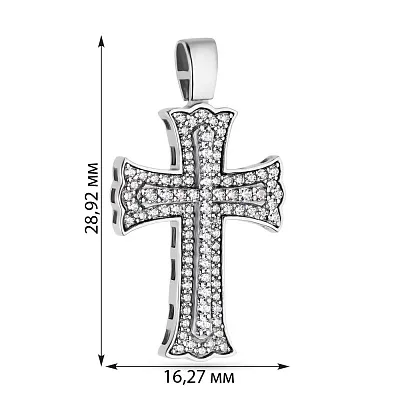 Хрестик з білого золота з фіанітами (арт. 423244б)
