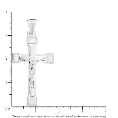 Нательный золотой крестик в белом цвете металла (арт. 501573ббм)
