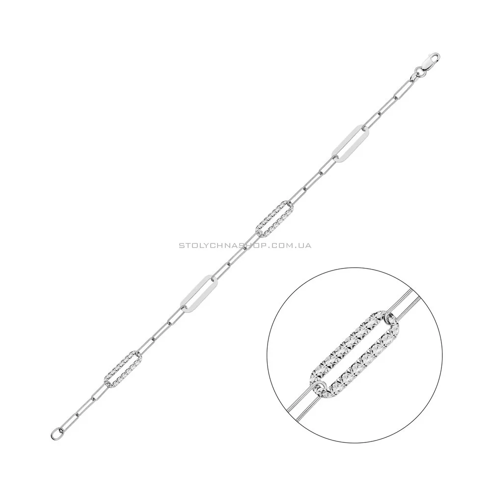 Браслет "Ланки" з білого золота з алмазною гранню (арт. 325422б)