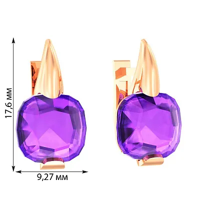 Сережки з червоного золота з аметистом  (арт. 110258Па)