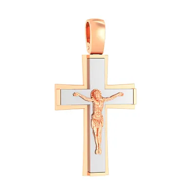 Крестик из красного и белого золота с распятием (арт. 501051кб)