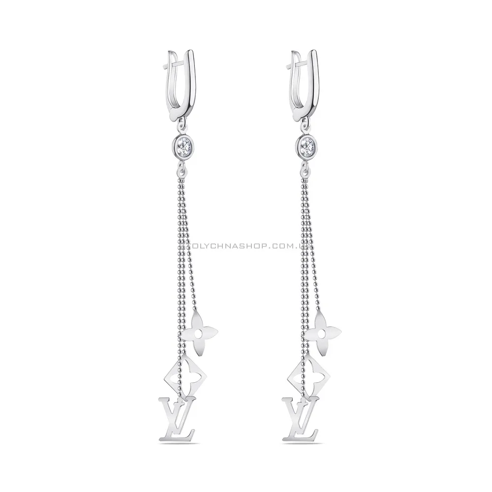 Срібні сережки-підвіски з фіанітами (арт. 7502/4184) - цена